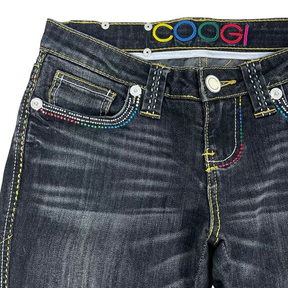 COOGI Rainbow Embellished Straight Leg Jeans Dark Wash Size 1/2 28x32 - Picture 6 of 12